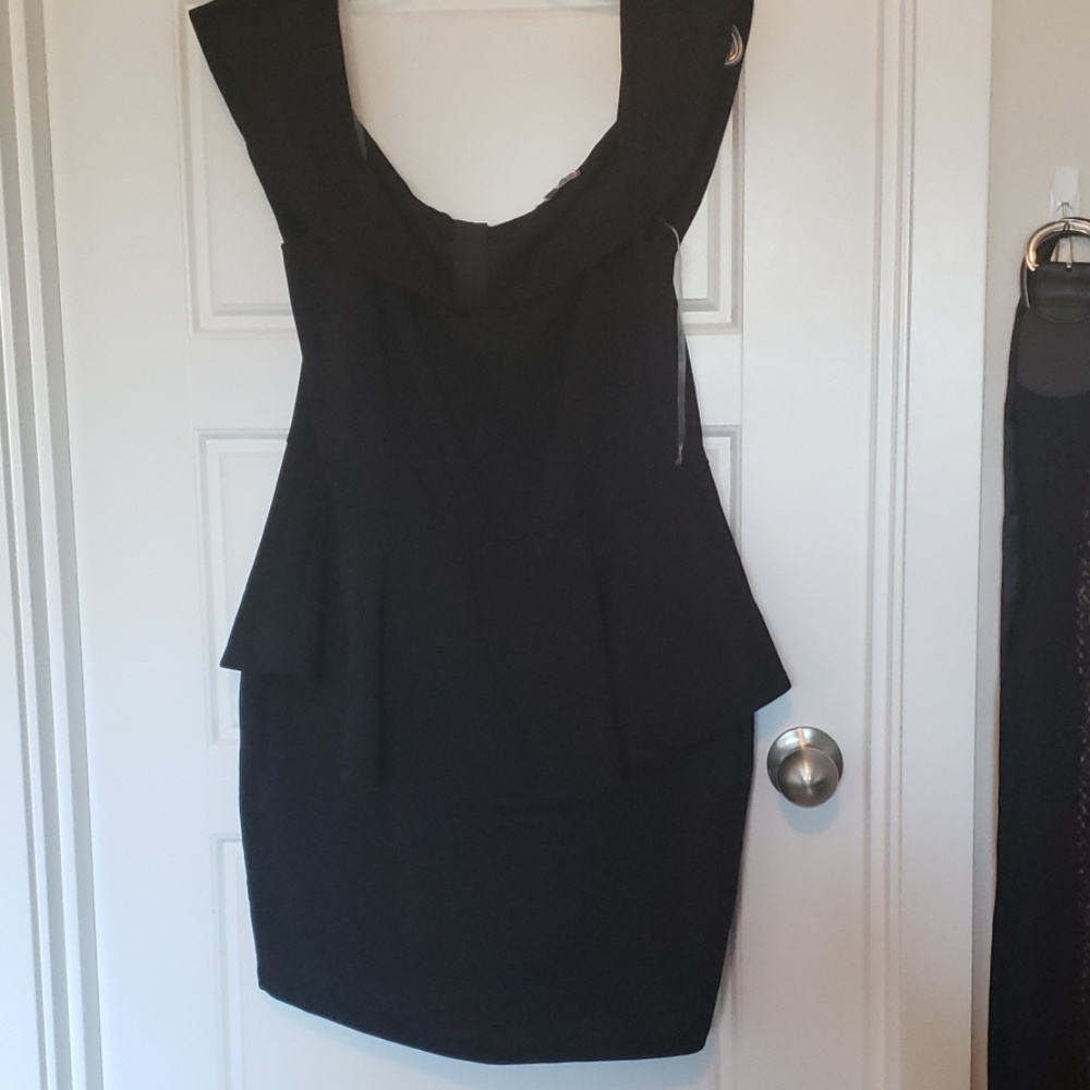 NWT Charlotte Russe black peplum bodycon dress